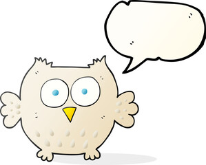 freehand drawn speech bubble cartoon happy owl