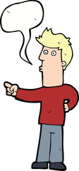 cartoon man pointing with speech bubble