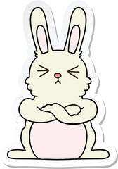sticker of a quirky hand drawn cartoon rabbit