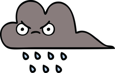 cute cartoon of a storm rain cloud