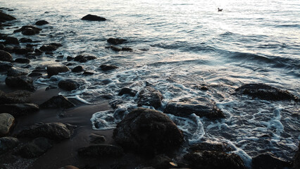 waves and rocks on the beach