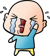 cartoon crying bald man