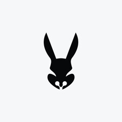 Rabbit silhouette, face logo design template download