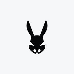Rabbit silhouette, face logo design template download