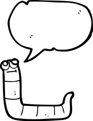 freehand drawn speech bubble cartoon worm