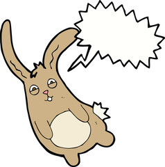 funny cartoon rabbit with speech bubble