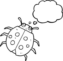 freehand drawn thought bubble cartoon ladybug