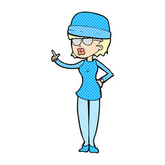 cartoon woman wearing winter hat