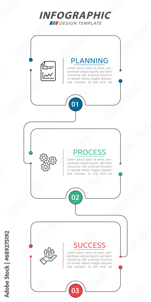 Poster timeline creator infographic template. 3 step timeline journey, calendar flat simple infographics de