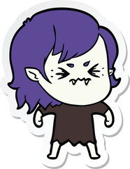 sticker of a annoyed cartoon vampire girl