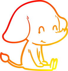 warm gradient line drawing of a cute cartoon elephant