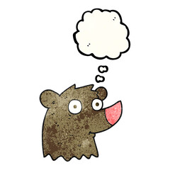 freehand drawn thought bubble textured cartoon bear