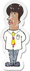 retro distressed sticker of a cartoon businessman