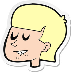 sticker of a cartoon man biting lip