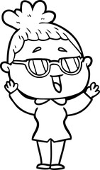 cartoon happy woman wearing spectacles