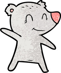 smiling bear pointing