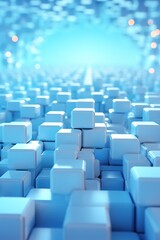 Fototapeta premium Abstract geometric background with 3d flying cubes. A modern abstract business template with 3d cubes. Wallpaper background for Phone,