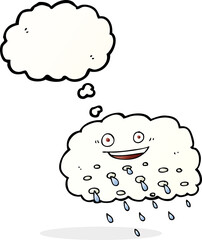 cartoon rain cloud with thought bubble
