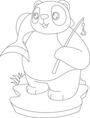 Panda Fisher Fish Fishing Animal Vector Graphic Art Illustration