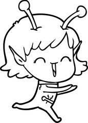 cartoon alien girl laughing