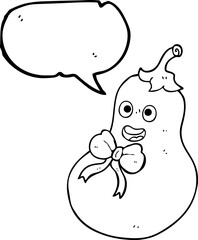 freehand drawn speech bubble cartoon eggplant