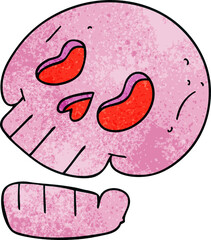 hand drawn quirky cartoon skull