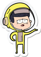 sticker of a cartoon tired astronaut