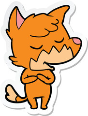 Obraz na płótnie Canvas sticker of a friendly cartoon fox