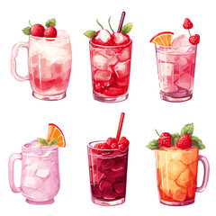 Pink and red cocktails vectors