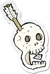 sticker of a funny cartoon skull and arrow