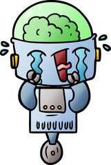 cartoon crying robot