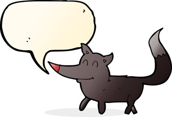 cartoon little wolf with speech bubble