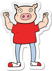 sticker of a cartoon pig man