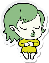 sticker of a cute cartoon vampire girl