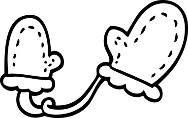 line drawing cartoon mittens
