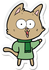 sticker of a funny cartoon cat