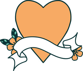 traditional tattoo with banner of a heart