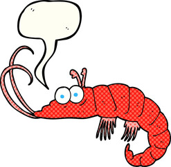 freehand drawn comic book speech bubble cartoon shrimp