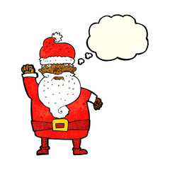 cartoon angry santa claus with thought bubble