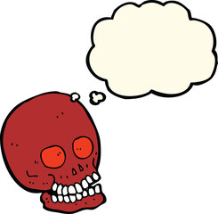 cartoon skull with thought bubble