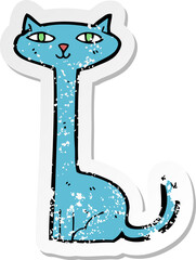 retro distressed sticker of a cartoon cat