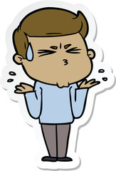 sticker of a cartoon man sweating