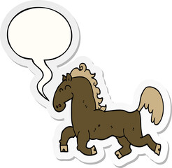 cartoon stallion with speech bubble sticker