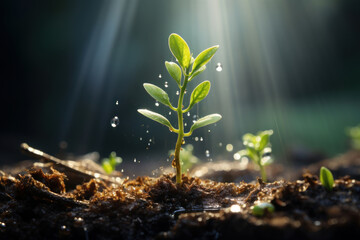 Green shoots that grow from fertile soil. Generative AI. - Powered by Adobe