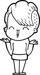 cartoon happy hipster girl