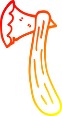 warm gradient line drawing of a cartoon axe