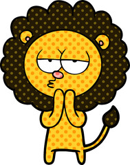 cartoon lion considering