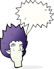 cartoon vampire face with speech bubble