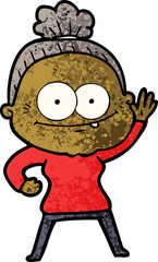 cartoon happy old woman
