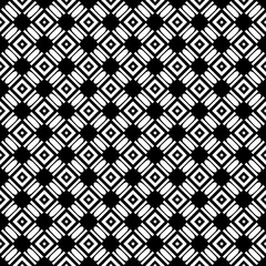 Black and white seamless abstract pattern. Background and backdrop. Grayscale ornamental design. Mosaic ornaments. Vector graphic illustration. EPS10.